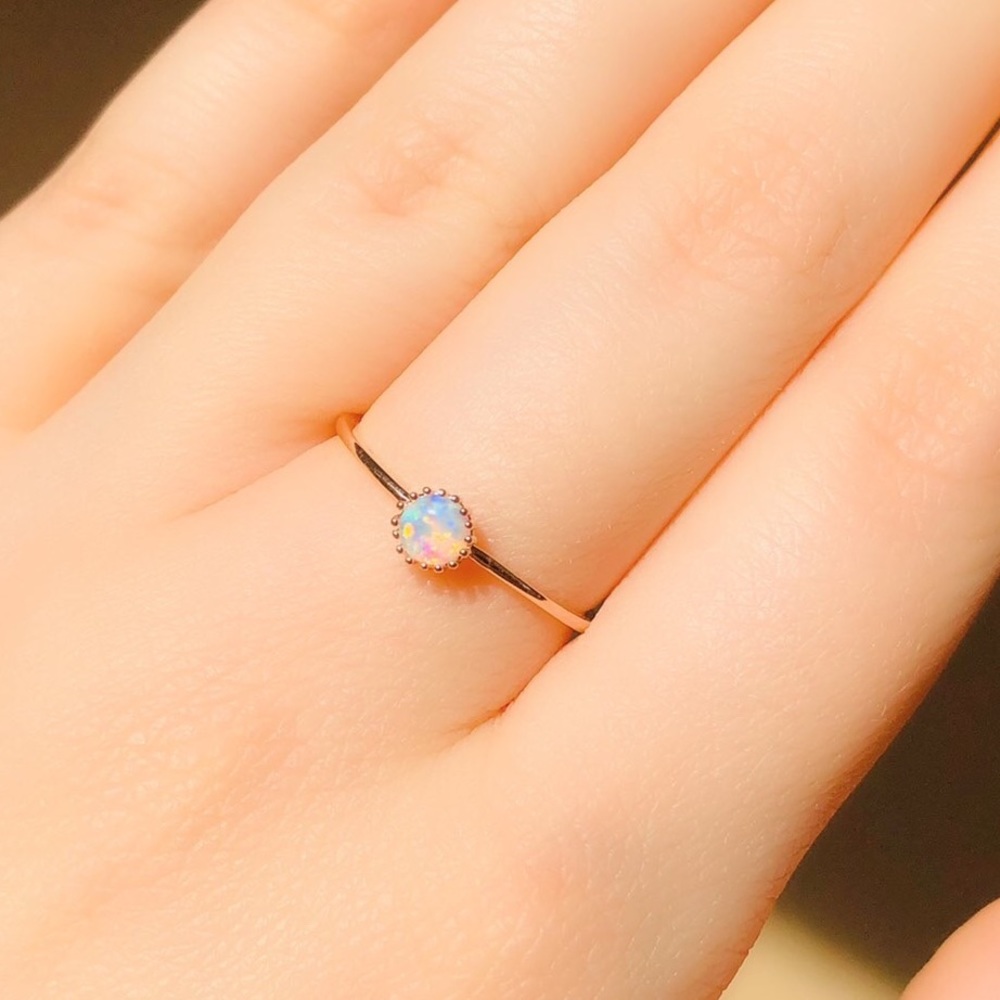 NEW Round Opal Rose Gold Ring - Picture 2 of 8